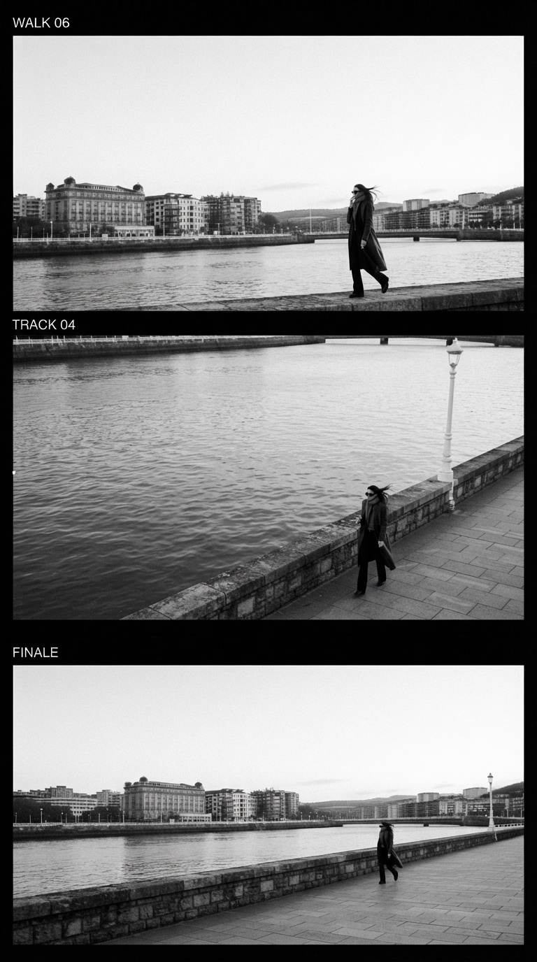 Secuencia editorial de Lilia y el paisaje de Donostia